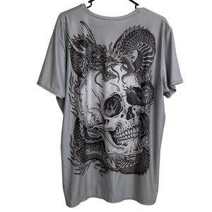 Yellowman Tattoo Shirt Extra Large Mens Gray Black Skull Dragon Lightweight Art